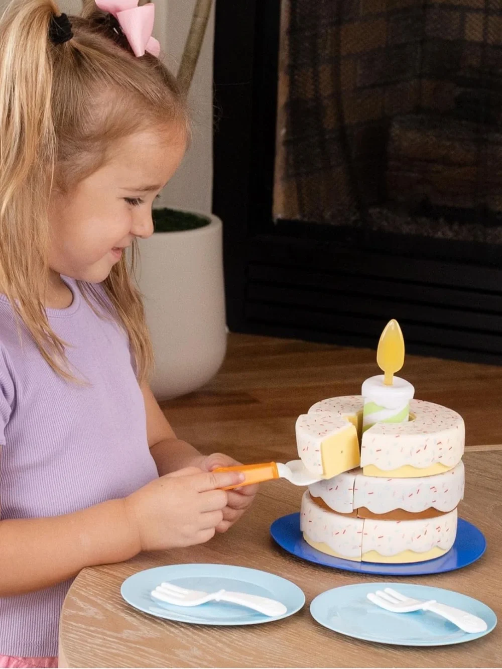 Pretend Birthday Cake Party Play Accessories Set 19 pc. toy cake plates utensils